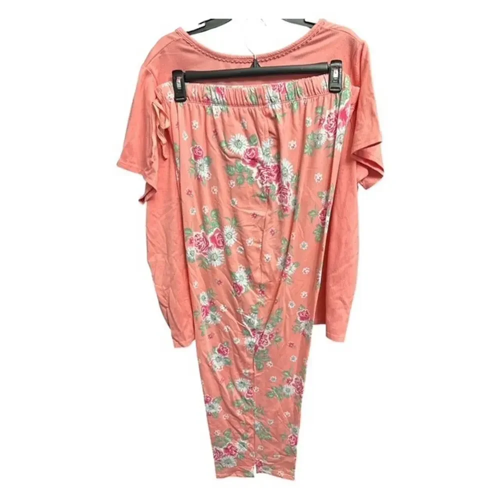 Croft & Barrow 2X Pajamas Cozy Luxe Soft Sleep Set Peach Orange Pockets Stretch